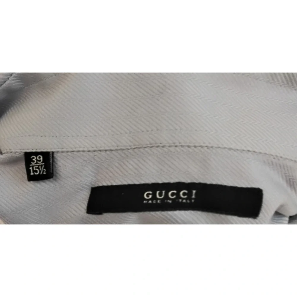 Gucci Cotton Twill Button Up Shirt Men's 15 1/2 Light Blue Made in Italy #Z5764